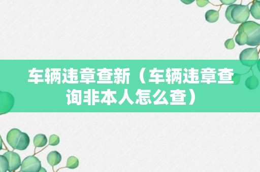 车辆违章查新（车辆违章查询非本人怎么查）