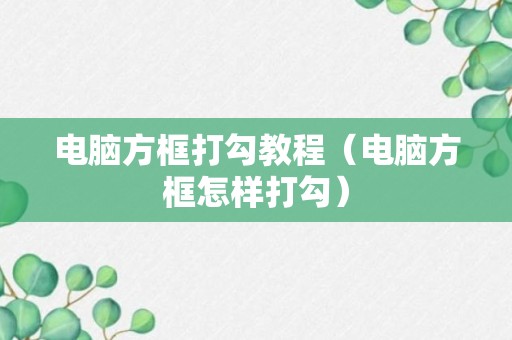 电脑方框打勾教程（电脑方框怎样打勾）