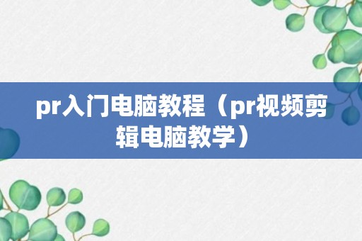 pr入门电脑教程（pr视频剪辑电脑教学）