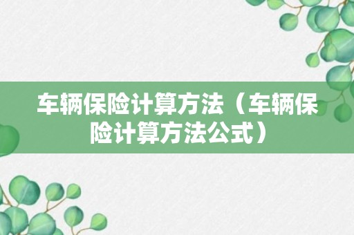 车辆保险计算方法（车辆保险计算方法公式）