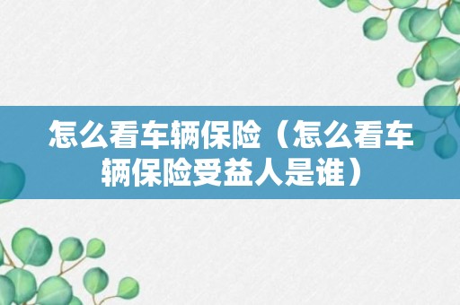 怎么看车辆保险（怎么看车辆保险受益人是谁）