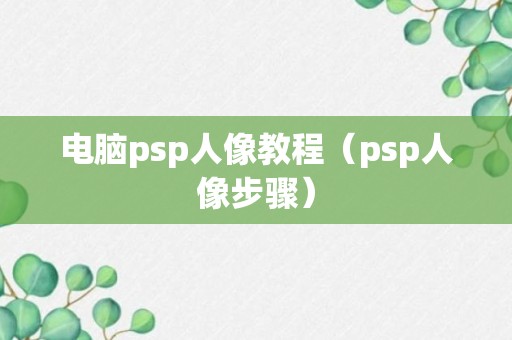 电脑psp人像教程（psp人像步骤）