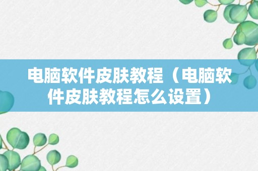 电脑软件皮肤教程（电脑软件皮肤教程怎么设置）