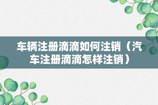 车辆注册滴滴如何注销（汽车注册滴滴怎样注销）