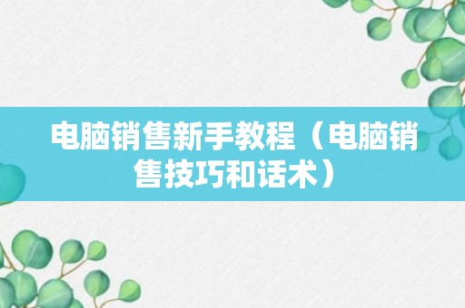 电脑销售新手教程（电脑销售技巧和话术）