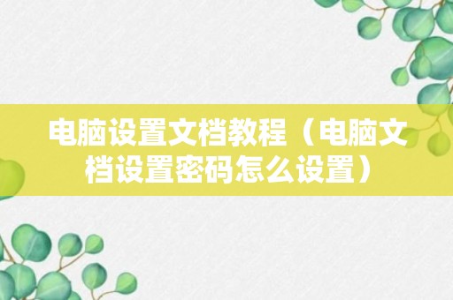 电脑设置文档教程（电脑文档设置密码怎么设置）