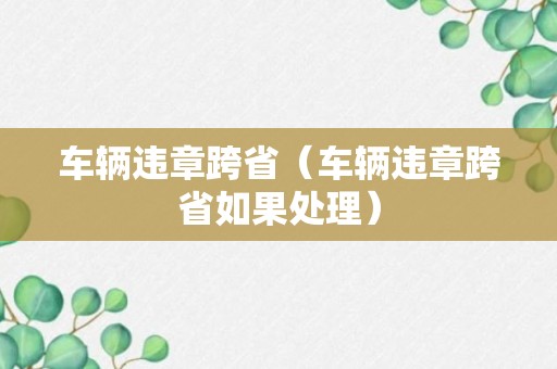 车辆违章跨省（车辆违章跨省如果处理）