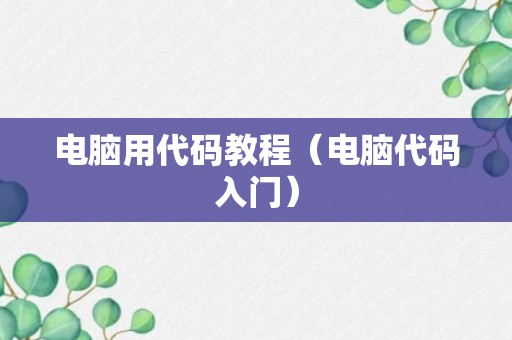 电脑用代码教程（电脑代码入门）