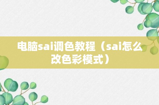 电脑sai调色教程（sai怎么改色彩模式）