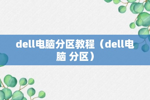 dell电脑分区教程（dell电脑 分区）