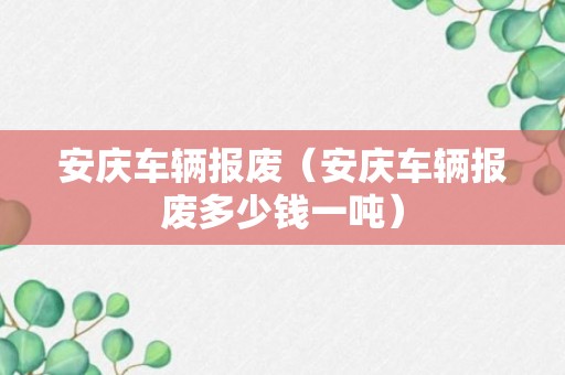 安庆车辆报废（安庆车辆报废多少钱一吨）