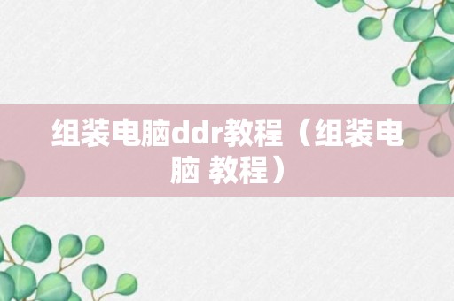 组装电脑ddr教程（组装电脑 教程）