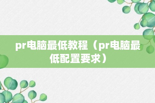 pr电脑最低教程（pr电脑最低配置要求）