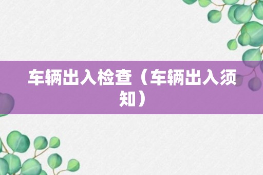 车辆出入检查（车辆出入须知）