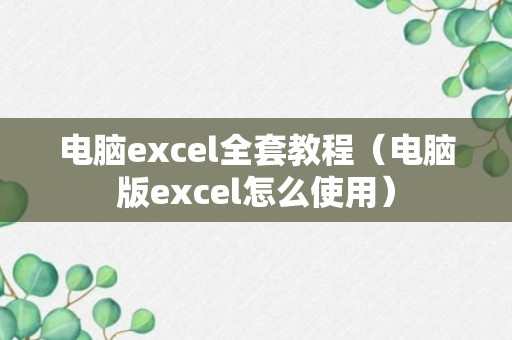 电脑excel全套教程（电脑版excel怎么使用）