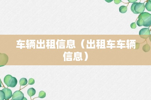 车辆出租信息（出租车车辆信息）