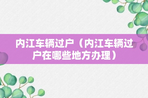 内江车辆过户（内江车辆过户在哪些地方办理）