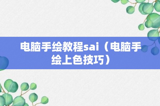 电脑手绘教程sai（电脑手绘上色技巧）