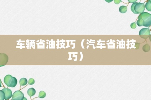 车辆省油技巧（汽车省油技巧）