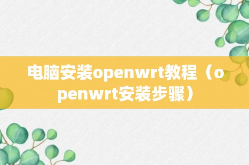 电脑安装openwrt教程（openwrt安装步骤）