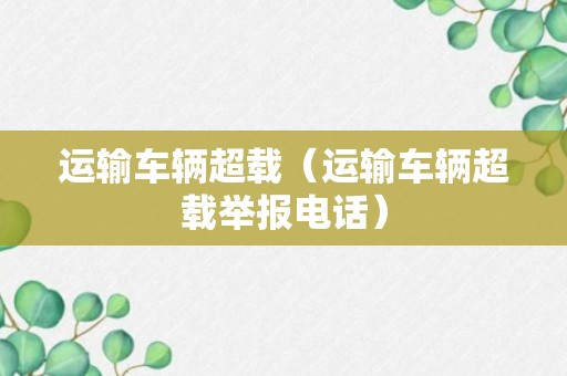 运输车辆超载（运输车辆超载举报电话）