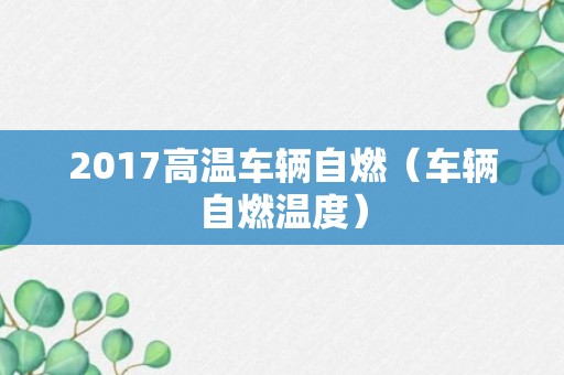 2017高温车辆自燃（车辆自燃温度）