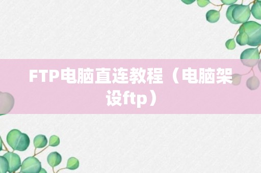 FTP电脑直连教程（电脑架设ftp）