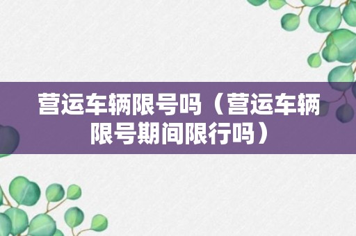 营运车辆限号吗（营运车辆限号期间限行吗）