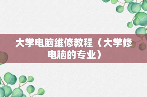 大学电脑维修教程（大学修电脑的专业）