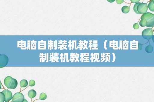 电脑自制装机教程（电脑自制装机教程视频）