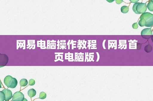 网易电脑操作教程（网易首页电脑版）