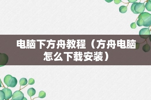 电脑下方舟教程（方舟电脑怎么下载安装）