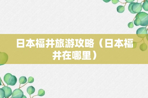 日本福井旅游攻略（日本福井在哪里）