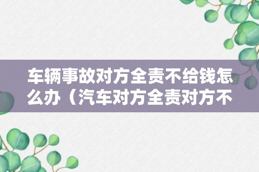 车辆事故对方全责不给钱怎么办（汽车对方全责对方不给钱）