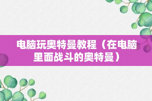 电脑玩奥特曼教程（在电脑里面战斗的奥特曼）