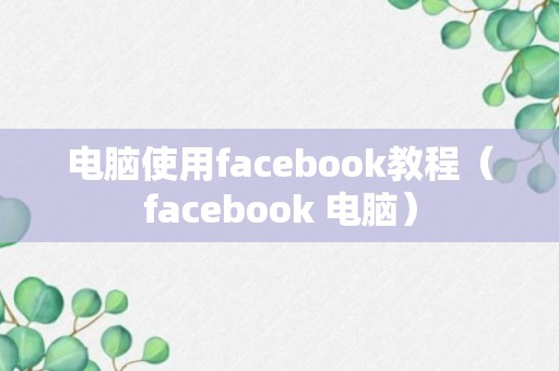 电脑使用facebook教程（facebook 电脑）