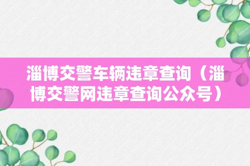 淄博交警车辆违章查询（淄博交警网违章查询公众号）