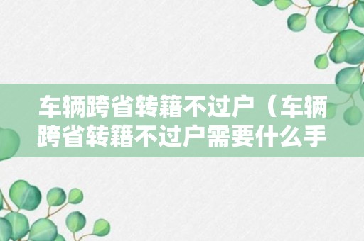 车辆跨省转籍不过户（车辆跨省转籍不过户需要什么手续）