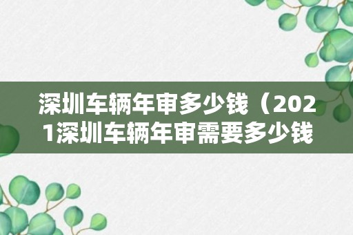 深圳车辆年审多少钱（2021深圳车辆年审需要多少钱）