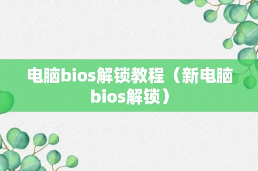 电脑bios解锁教程（新电脑bios解锁）