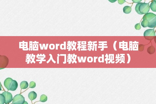 电脑word教程新手（电脑教学入门教word视频）