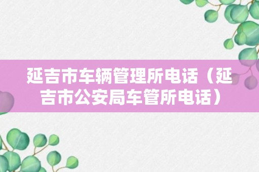 延吉市车辆管理所电话（延吉市公安局车管所电话）