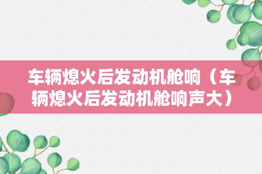 车辆熄火后发动机舱响（车辆熄火后发动机舱响声大）