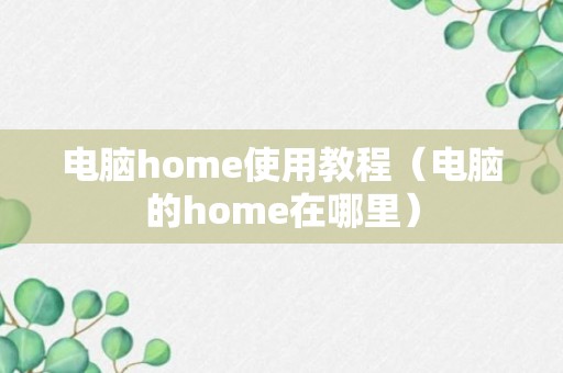 电脑home使用教程（电脑的home在哪里）