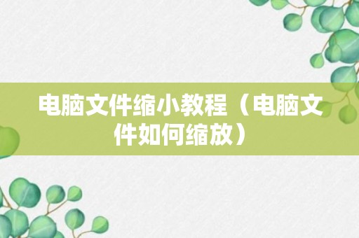 电脑文件缩小教程（电脑文件如何缩放）