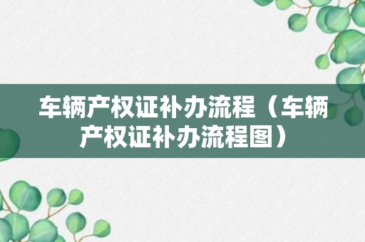 车辆产权证补办流程（车辆产权证补办流程图）