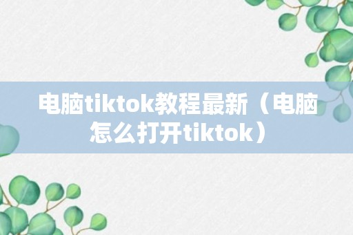 电脑tiktok教程最新（电脑怎么打开tiktok）