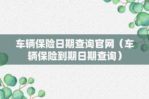 车辆保险日期查询官网（车辆保险到期日期查询）