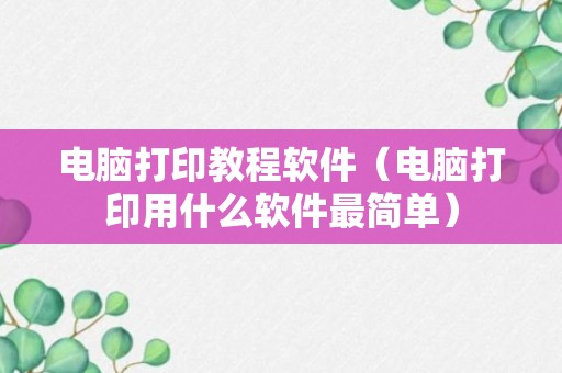 电脑打印教程软件（电脑打印用什么软件最简单）