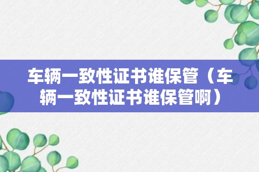 车辆一致性证书谁保管（车辆一致性证书谁保管啊）